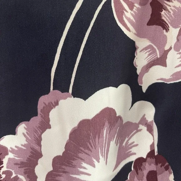 Ann Taylor Factory Floral Print Sheath Dress Sleeveless Navy Blue Purple W Sz 2 - Picture 7 of 7